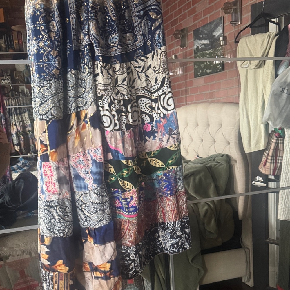 Bohemian Patchwork Maxi pants - Blue and multicolor